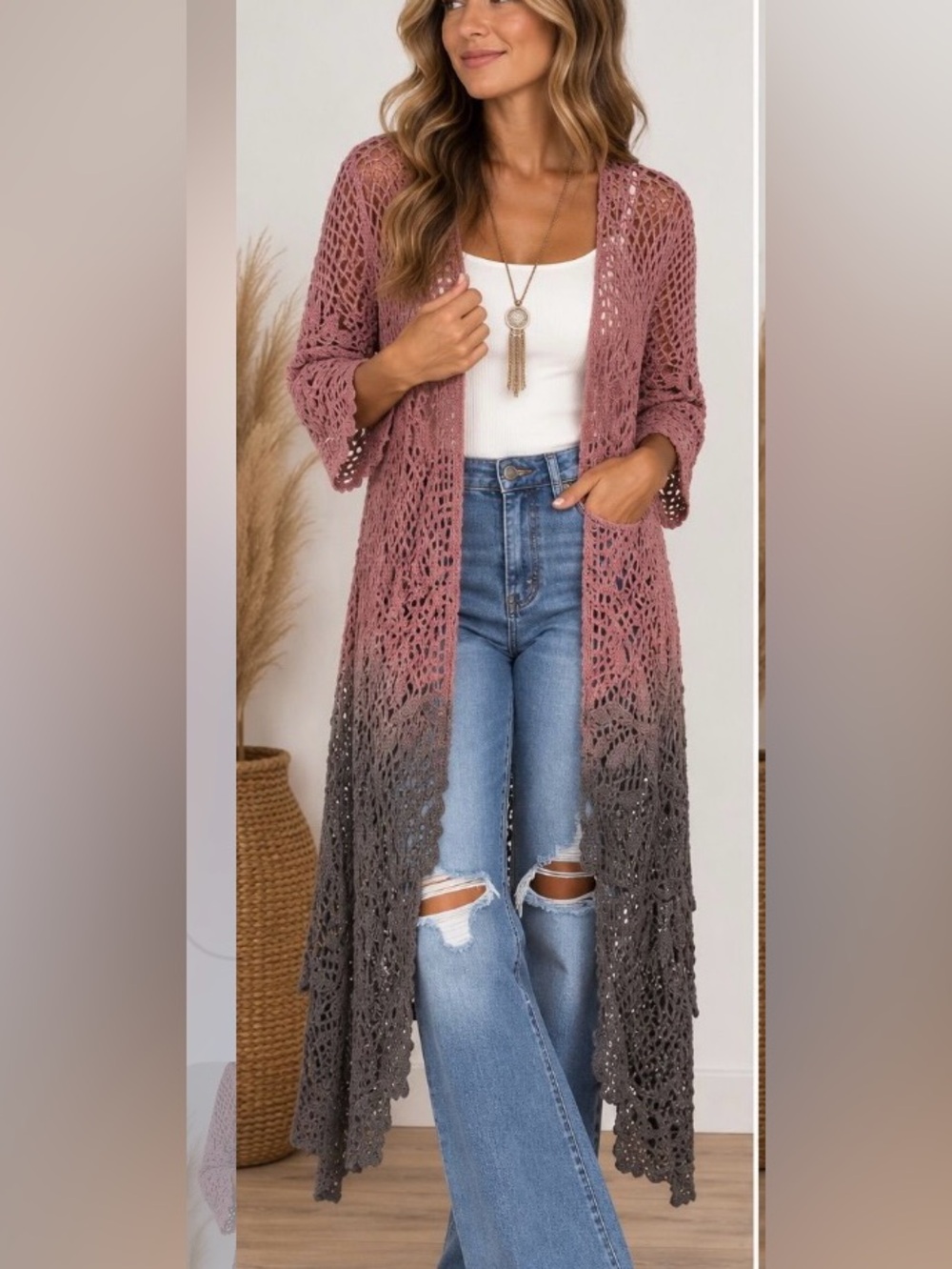 Indigo Threads Ombré Crochet Kinono